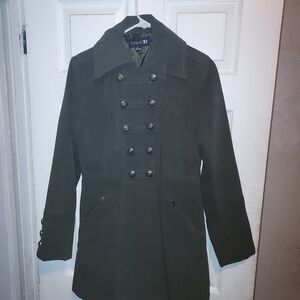 Forever 21 Olive Double-Breasted Coat